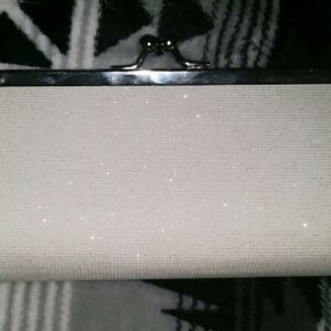 Cream/Beige Sparkly Clutch 3"x8" New with Tags Never Used